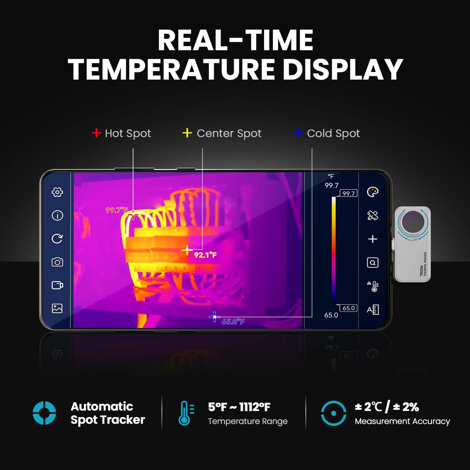 MiLESEEY TR256i Wärmebildkamera Android Type-C, 20g Vollmetallgehäuse Thermal Camera, Messbereich -15°C~600°C, 25Hz 256x192 Auflösung, 3 Wärmemessungen & 6 Anpassbare Paletten,für Phone, Computer