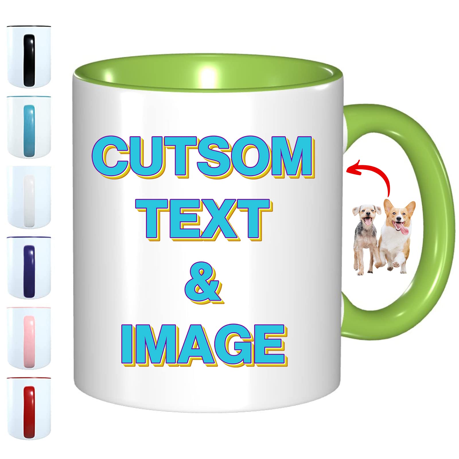 FEICANSEN Custom Mug Personalized Mug Customizable Gift Cup Customized Photo and Text or Logo Funny Picture Coffee Cup (Green)