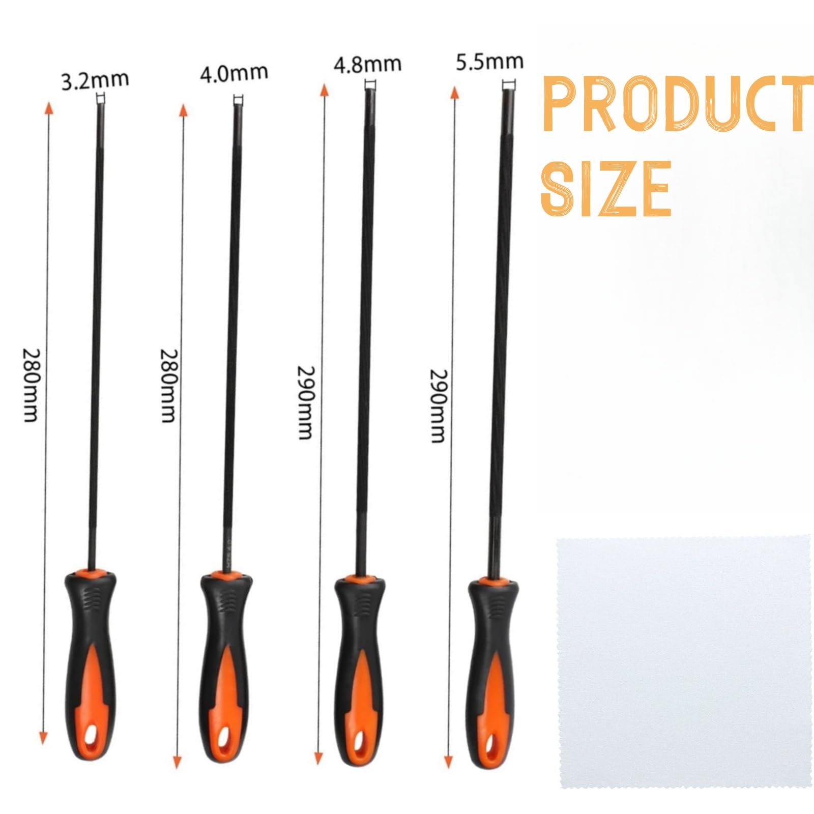 Set Di 4 Lime Per Catena Motosega - Lima Affilacatene Con Manico - Foto 4