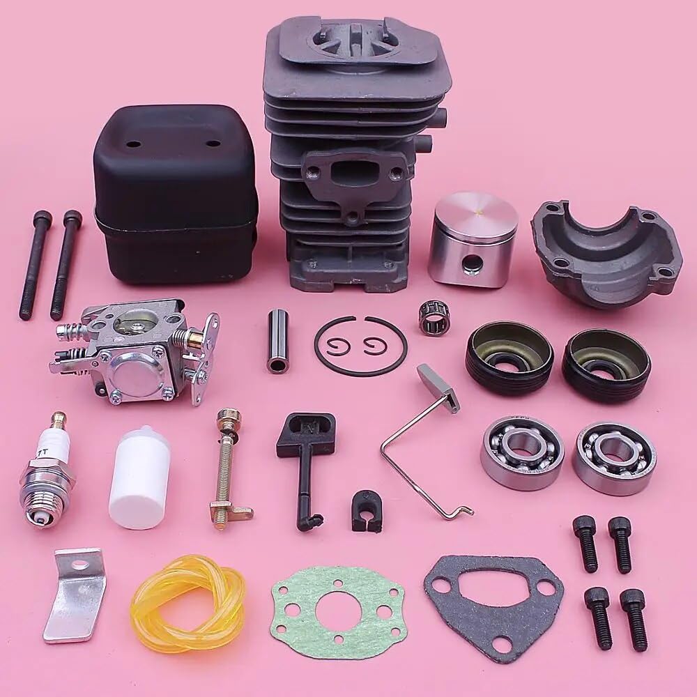 Kit di riparazione marmitta carburatore pistone cilindro da 40 mm, for motosega Husqvarna 136 137 141 142 530069941 530071987 530069415 Kit cilindro motosega
