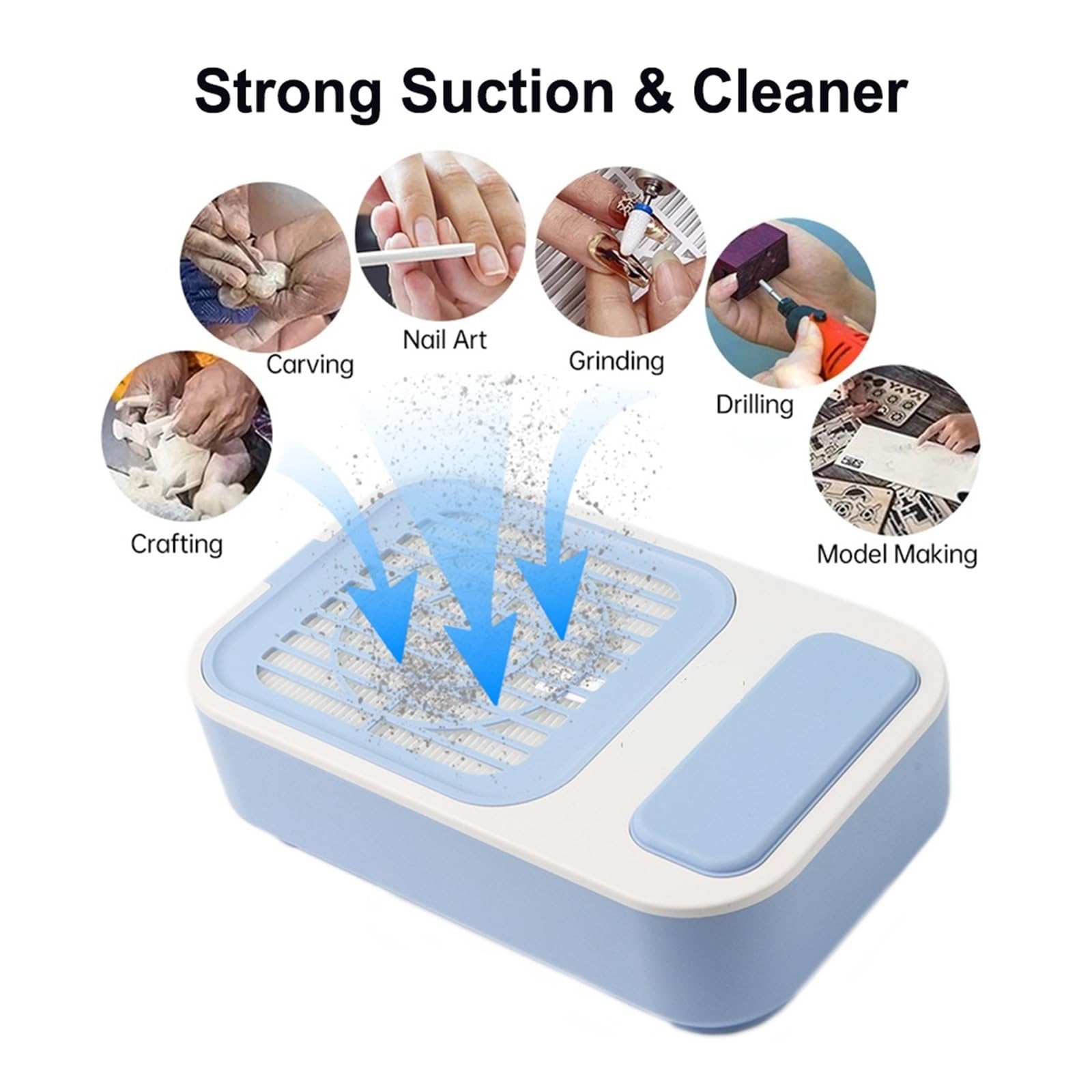 MRKU Aspiradora para manicura con Filtro Lavable, aspiradora de bajo Ruido de 60 W, 60 W, Reutilizable e inalámbrica.