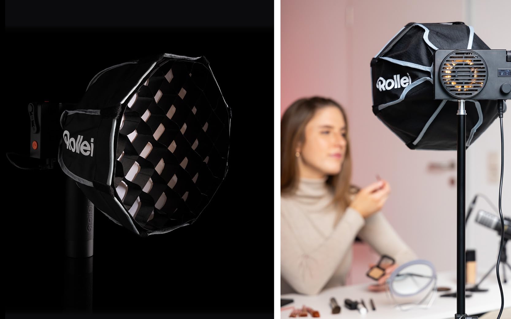 Rollei Softbox | Parabol | 30 cm | Compatible con Lux - optimizado para Viajes, Forma Casi Redonda, Revestimiento Interior Plateado, luz Suave con Control