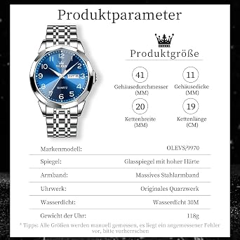 OLEVS watches men business dress analog digital quartz stainless steel waterproof luminous date luxury wristwatch men gift