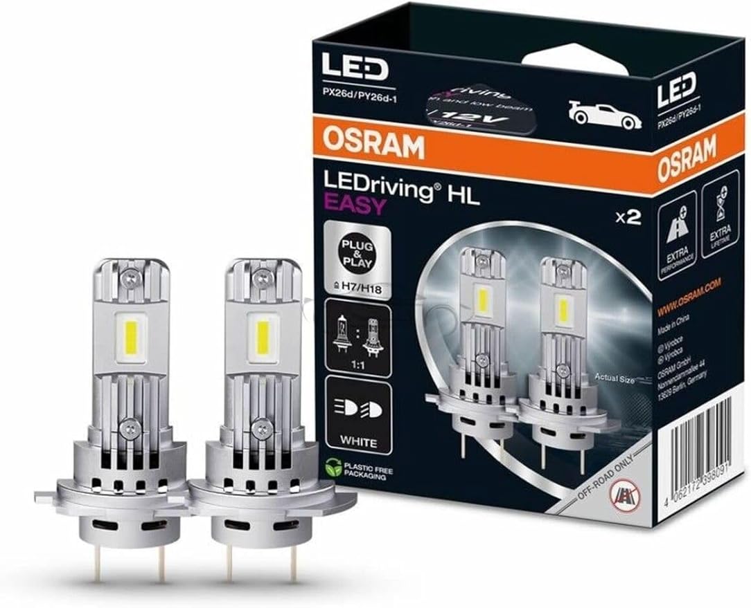 Ampoule LED Moto OSRAM H7/H18 - Blanc Froid 6500K - +120% De Luminosité - Usage Tout-terrain Uniquement - 5