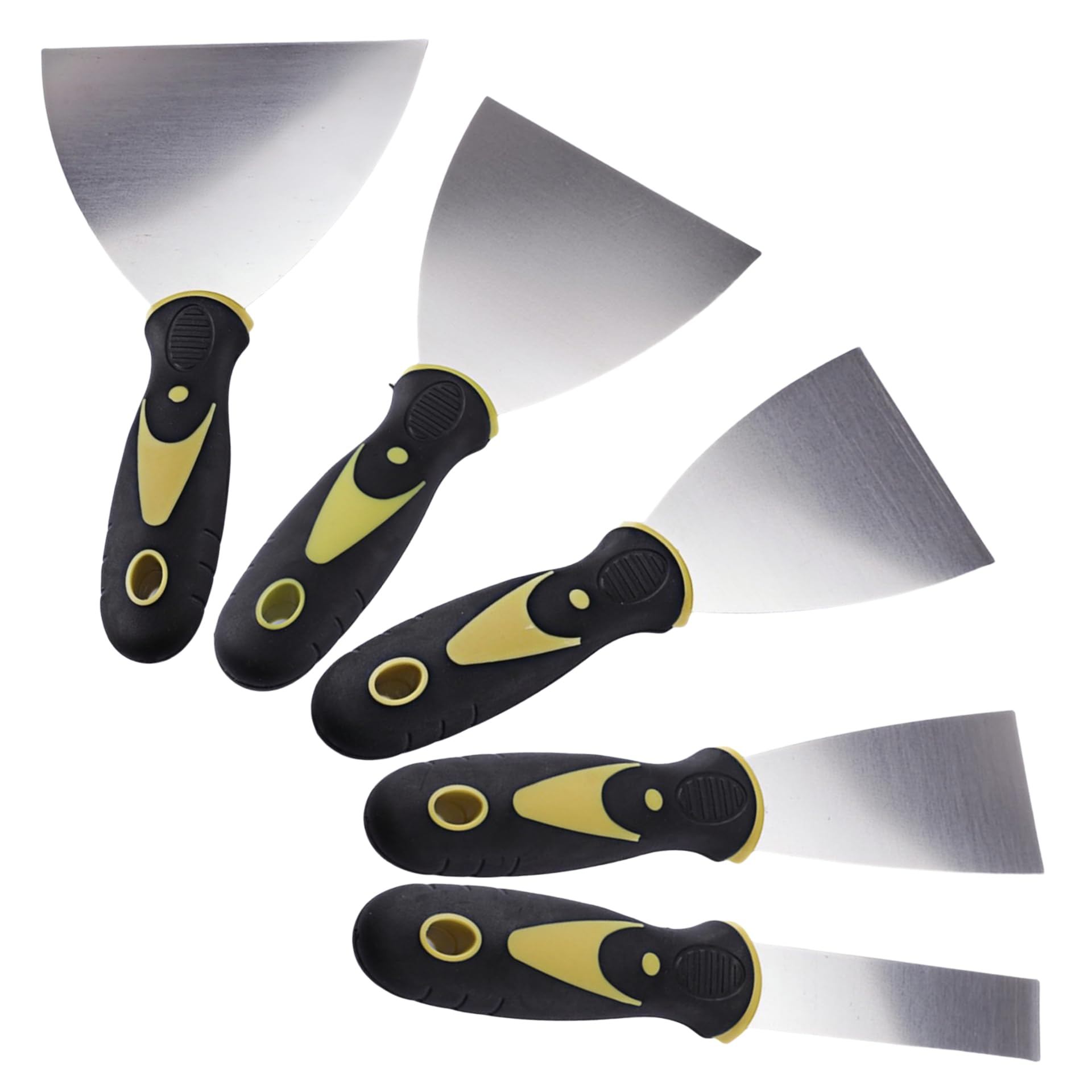 JDLYEVER 5-Piece Putty Knife Set, Stainless Steel Putty Knives, Includes 1, 2, 3, 4, 5 Inch Blades, Paint Scraper Spatula for Applying Putty, Drywall Taping, Wallpaper Removal, Mud Spreader, Spackling