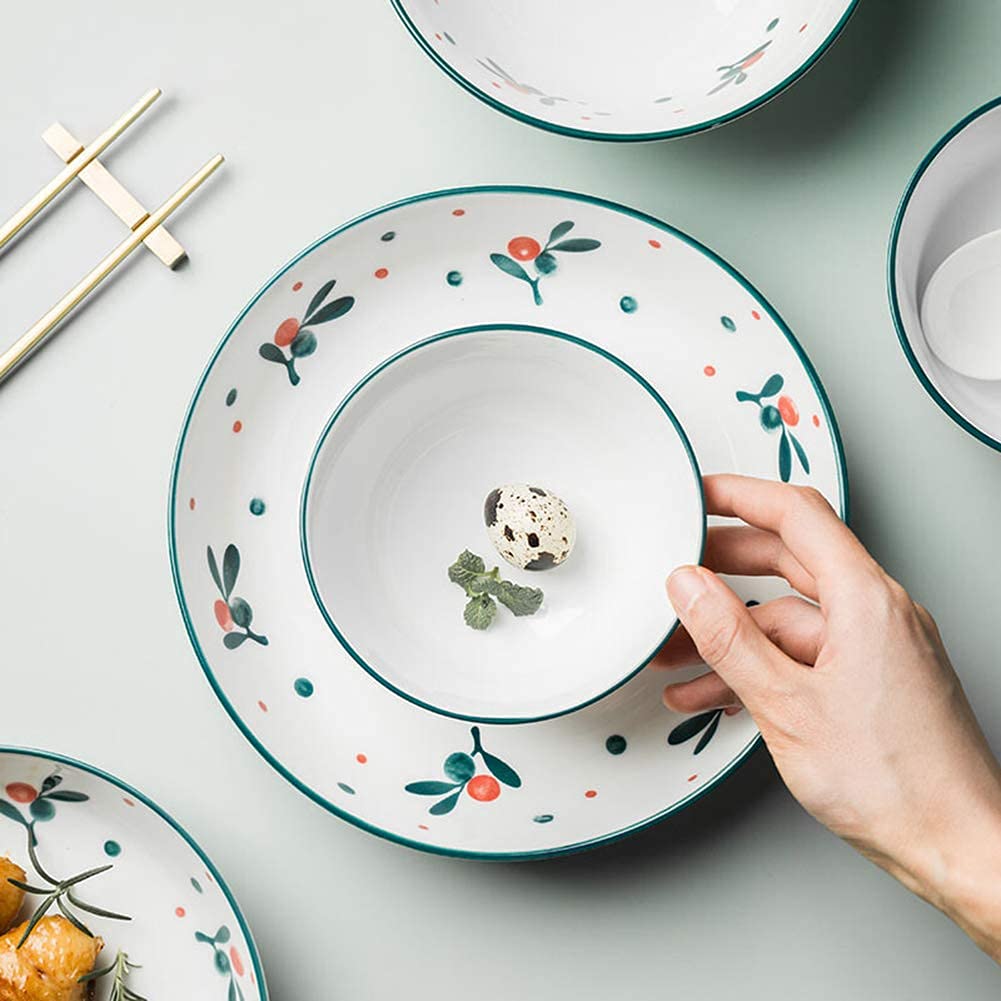 Zestaw talerzy i misek, z delikatnej porcelany, 18-częściowy zestaw naczyń, ceramiczny serwis obiadowy dla 6 osób, talerze obiadowe