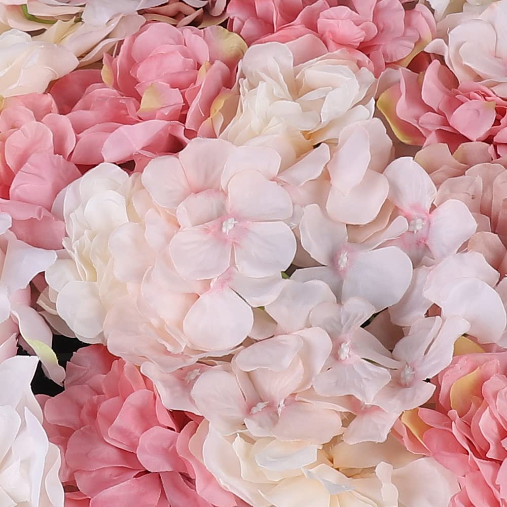 6Pcs Künstliche Blumenwand Rosenwand Kunstblumen Deko Wand für Hochzeit Schaufenster Balkon Hintergrund Dahlie+Rose+Hortensie
