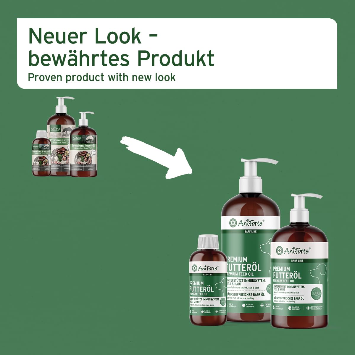 AniForte Barf Futteröl für Hunde 1L – Natürliches, kaltgepresstes Premium Barf Öl, ideale Mischung reich an Omega 3 & Omega 6, Barföl als artgerechter & ausgewogener Barf Zusatz