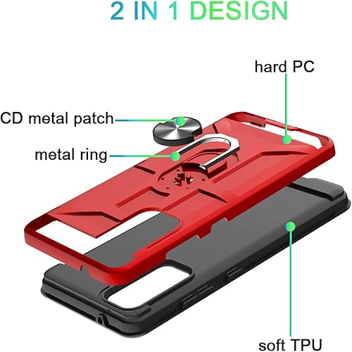 Miniatura 4 de Funda para Galaxy S20 Fe, de doble capa, a prueba de golpes, con soporte de anillo giratorio de 360, adecuada para Samsung Galaxy S20 Fe (oro rosa)
