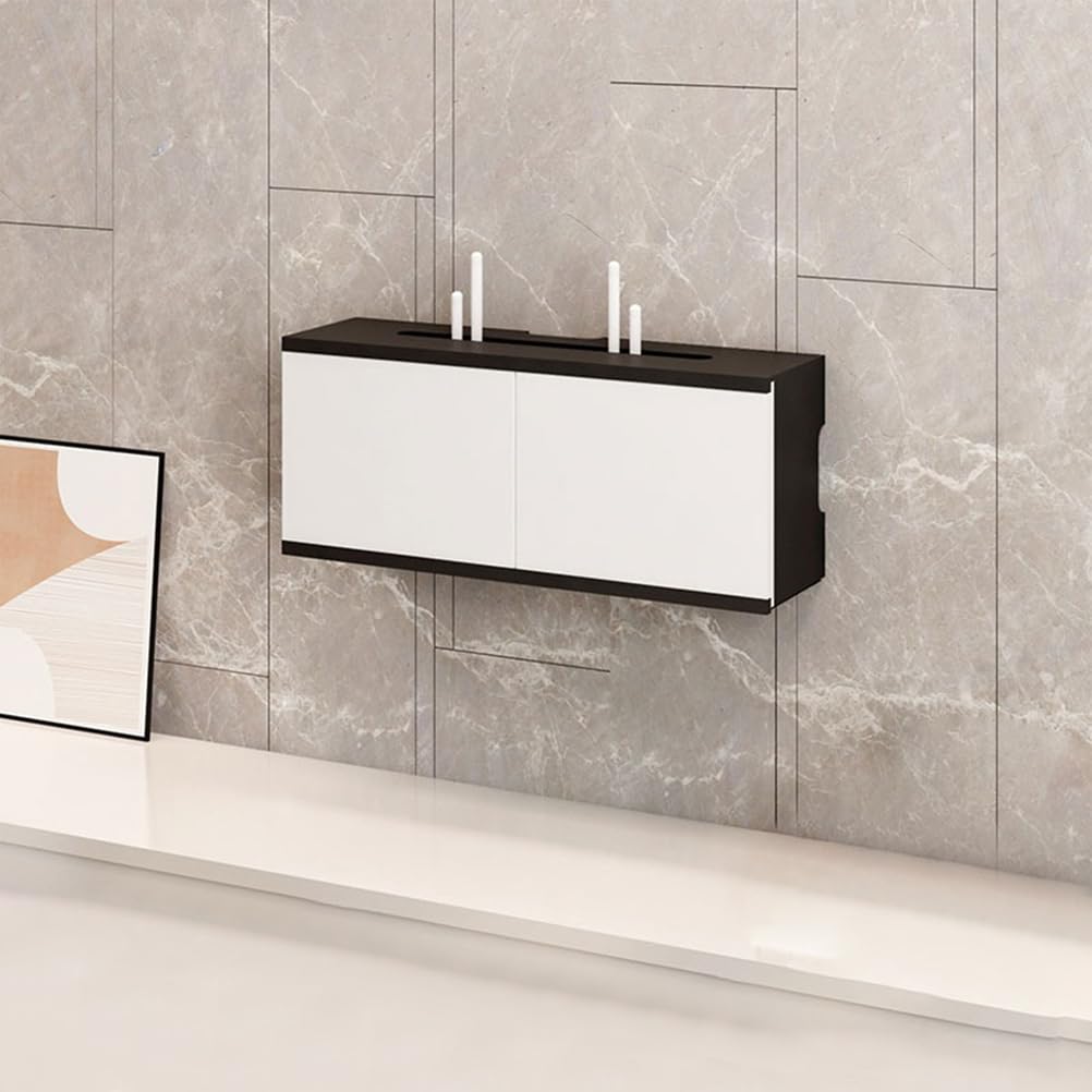 Étagère pour projecteur et cache-modem mural en bois pour organiser les câbles du salon