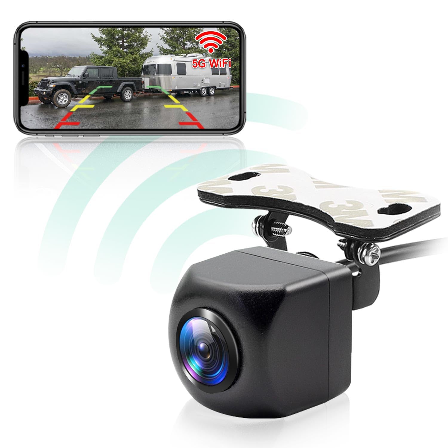 Caméra de recul WiFi, caméra de recul pour Voiture 5G 1080P HD pour iPhone iPad Android Smartphone Tablette avec Angle de Vue Large à 170 degrés