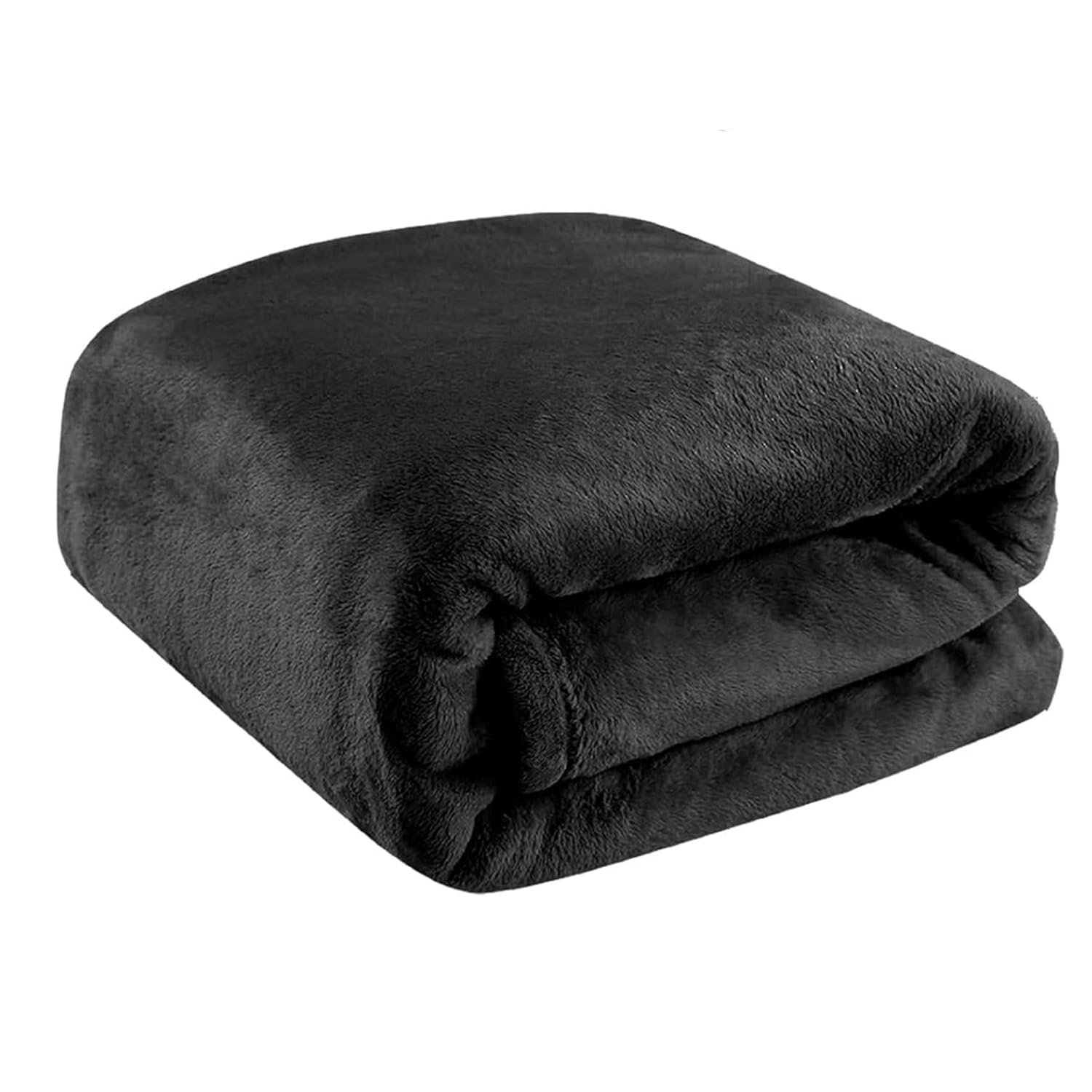 Luxury Fleece Throw Faux Fur Over Sofa Bed Blankets - 100% Polyester, Ultra Soft Large Size Warm Cosy Plain Winter Blanket for Bed Settee Couch Throws (Black, Double - 150 x 200cm)