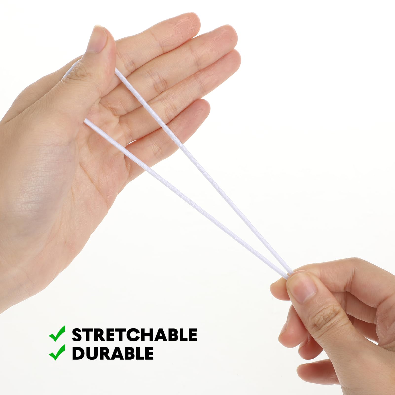 Operitacx 600 STK Elastische Schnüre Elastische Spule Verstellbares Schlüsselband Armband Gummibänder Perlenschnüre Elastisches Spulenkabel Ohrschlaufenschnur Strecken Kind Weiß