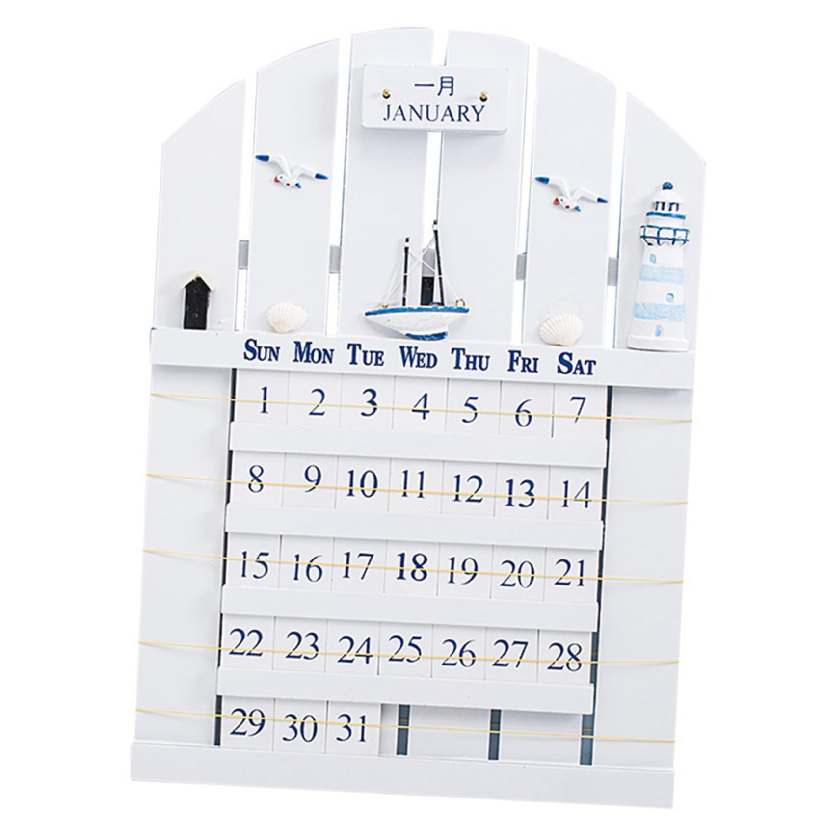 Operitacx Mediterraner Holz-wandkalender Perpetual Kalender Im Mediterranen Stil Hängender Holz-kalender Als Dekorativer Wandschmuck Für Büro Und Zuhause
