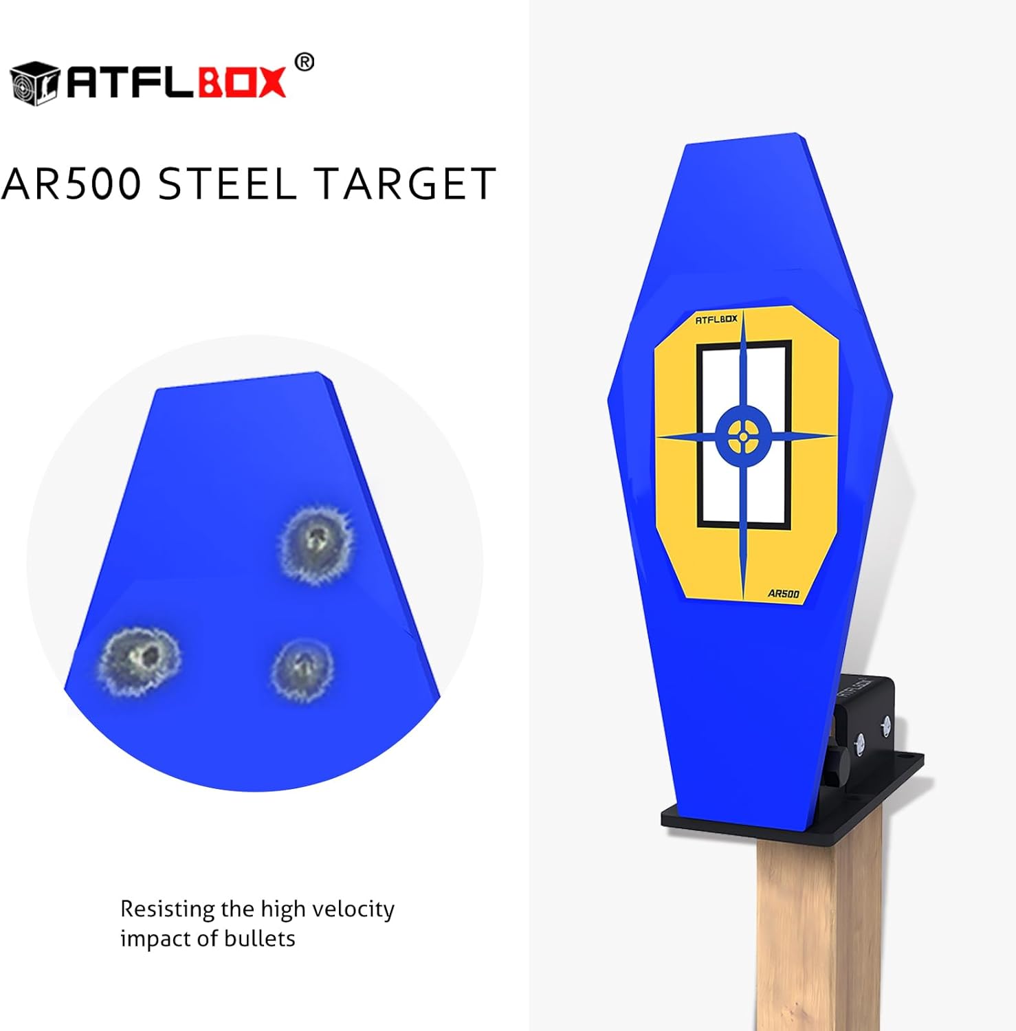 Atflbox 3/8'' AR500 Auto Reset Target, 12.5x6 inch Classic Popper Steel Shooting Target for Shooting Range, Suitable for Pistol, Rifle, Handgun, Shotgun, Rimfire