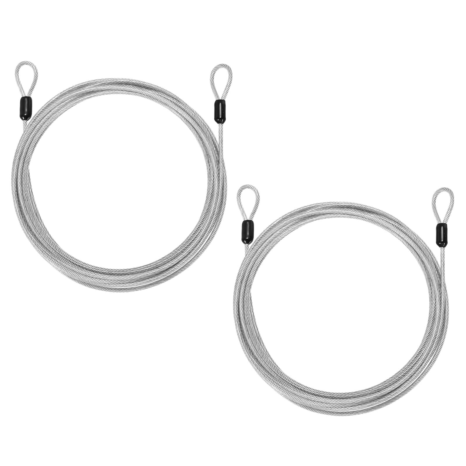 PATIKIL Security Cable Lock (3mm Dia 6m 50kg Load Capacity, Silver) (2 Pcs) Vinyl Coated Stainless Steel Double Loops Flexible Wire Rope Safety Cable Luggage Lock Suit for - Outdoor