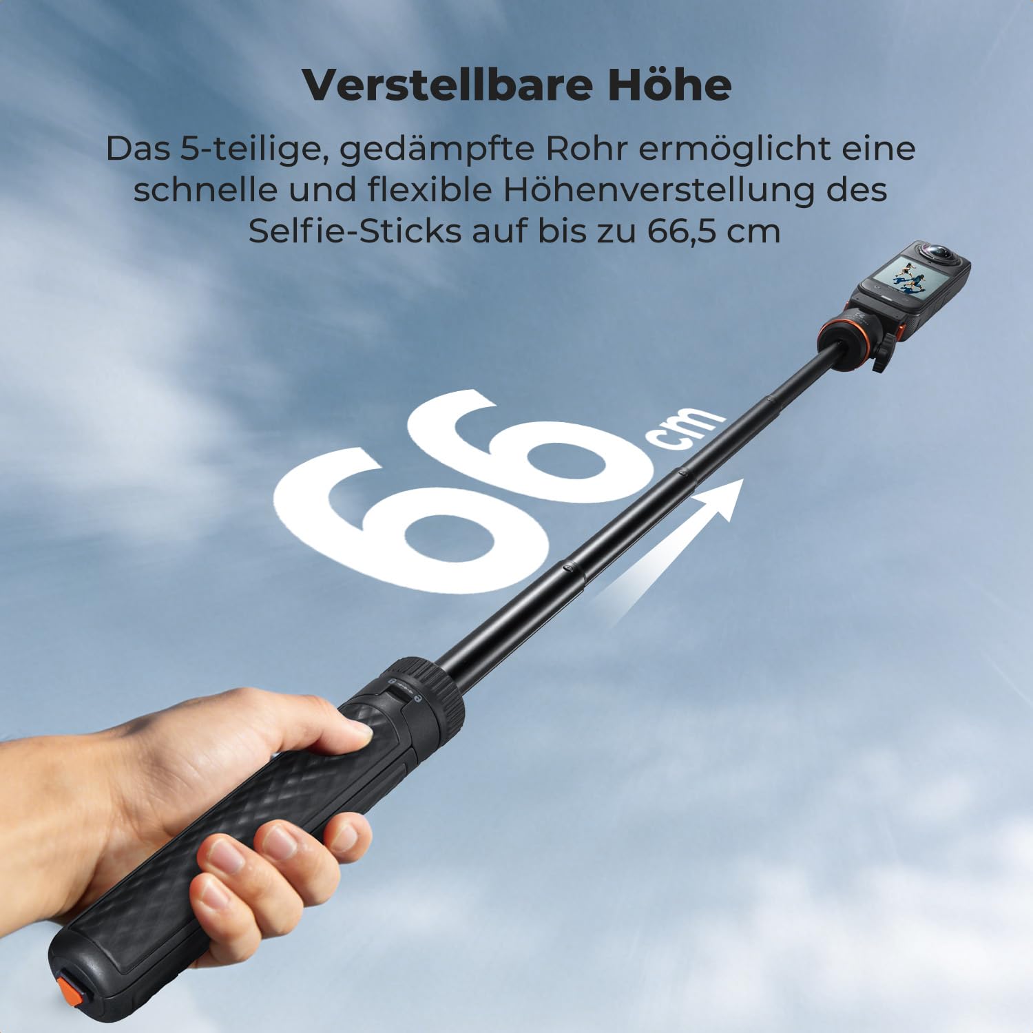 K&F CONCEPT Magnetisches Schnellwechsel-Stativ für Insta360 Ace Pro 2, 66cm Selfie Stick MIni Stativ mit Ein-Klick-Ausklappfunktion, Verlängerungsstange mit 360°-Kugelkopf, Tischstativ für Insta360 X5