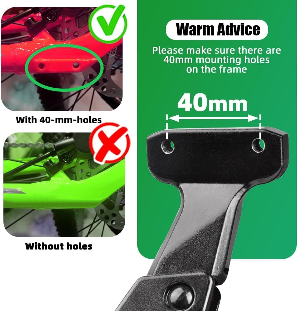 RBRL Stojak na rowery 18/40 mm, odstęp między otworami, regulowany stojak na rower ze stopu aluminium, trwały i antypoślizgowy stojak na tylne koło, pasuje do rowerów górskich 24-29", rower