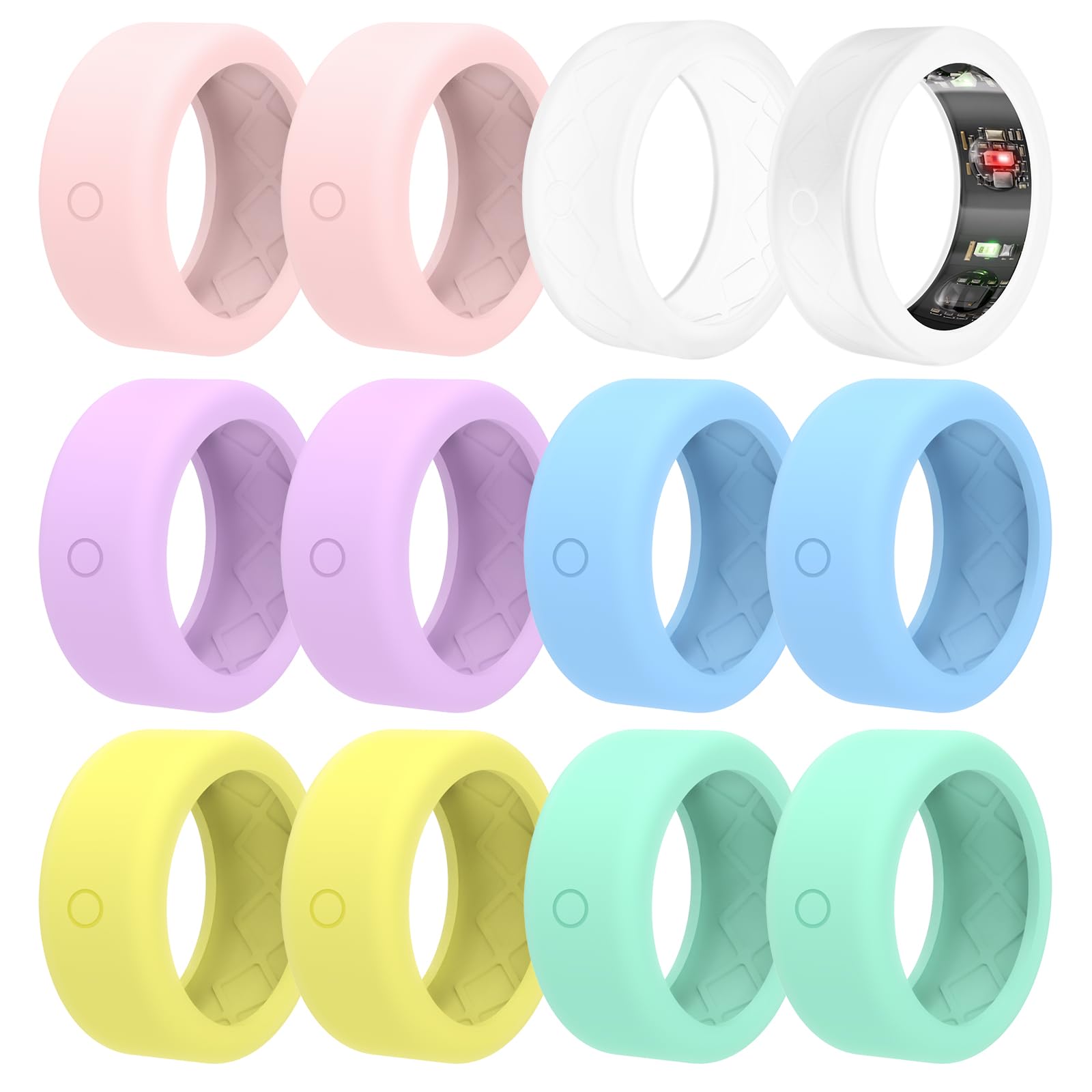pupvus 12Packs Ring-Cover for Oura-Ring-Gen-4/Gen-3 Protector - Upgraded Anti-Slip Anti-Scratch Elastic Silicone Cover for Ultrahuman Air/RingConn/Samsung Ring Multicolor for Men Women-image-14