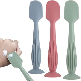 Diaper Cream Spatula 3Pcs Silicone Baby Butt Spatula Non-Scratch Butt with Suction End 3 Color Handheld 1.6x6.4in Diaper Cream Applicator