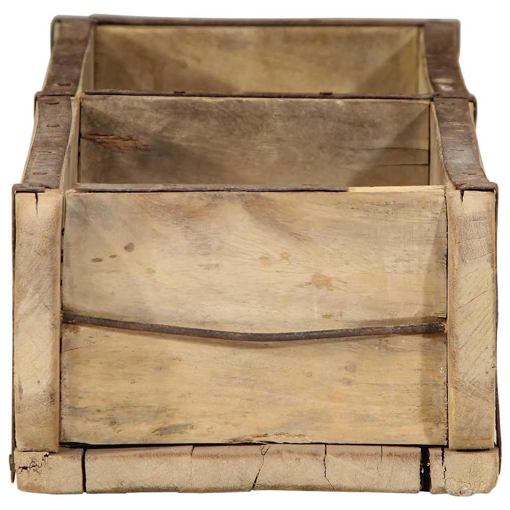 Bandeja de 4 piezas marrón, 57 x 15 x 9 cm, de madera reciclada maciza, bandeja de servicio rectangular con acabado mate para interior y exterior