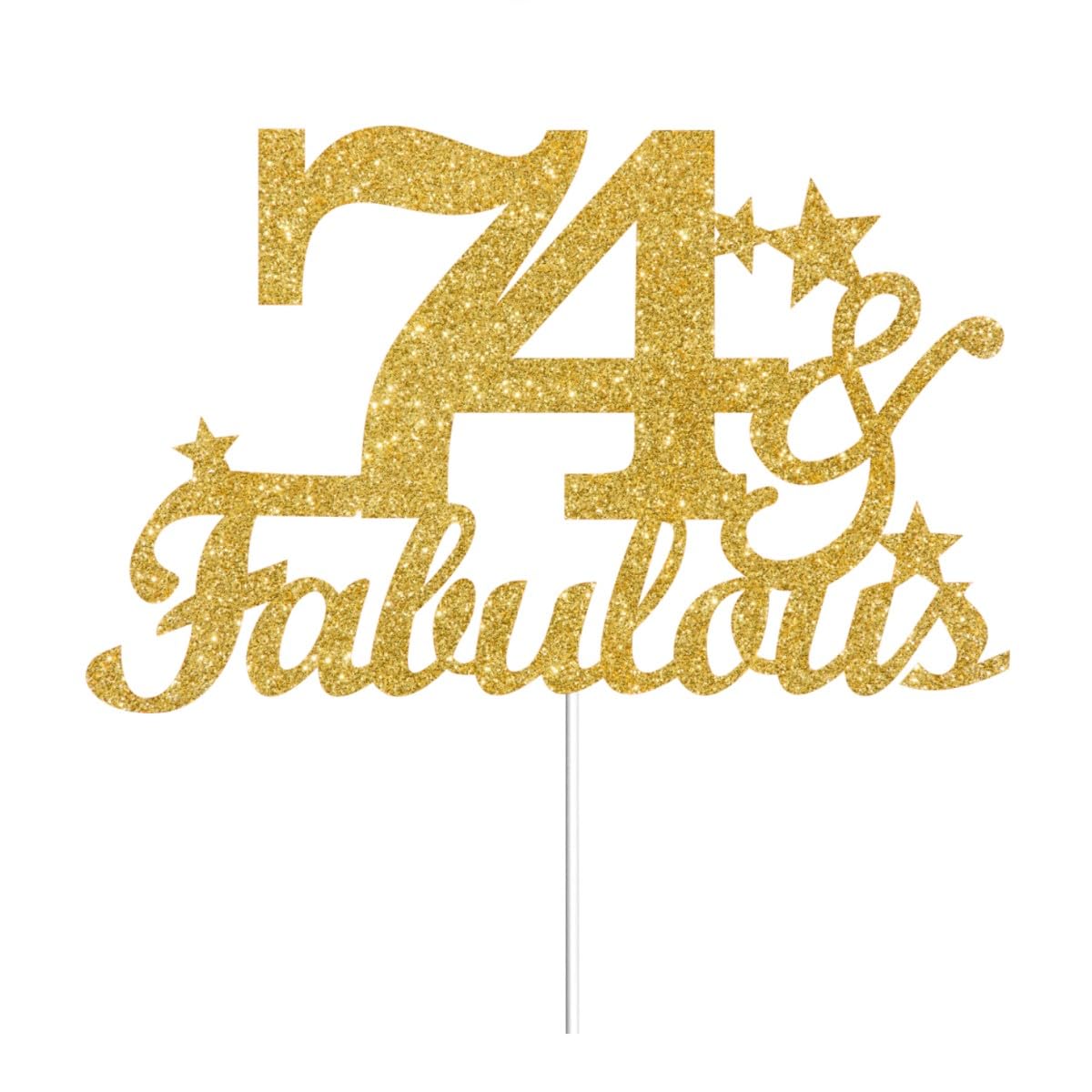 74 & Fabulous Cake Toppers Gold Glitter, Happy 74th Birthday Cake Topper Cheers to 74 Years Old Bday Decoration, Seventy-four and Fabulous Cake