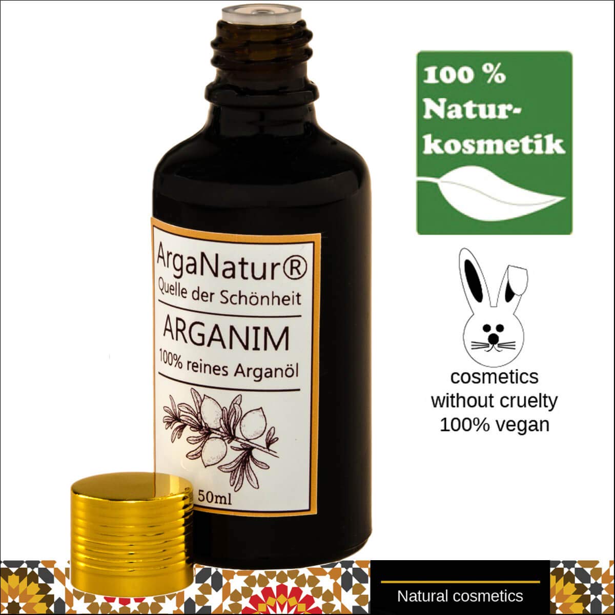 Organic argan oil Arganim cold pressed 50ml bottle ✔ 100% pure organic virgin - Image 3