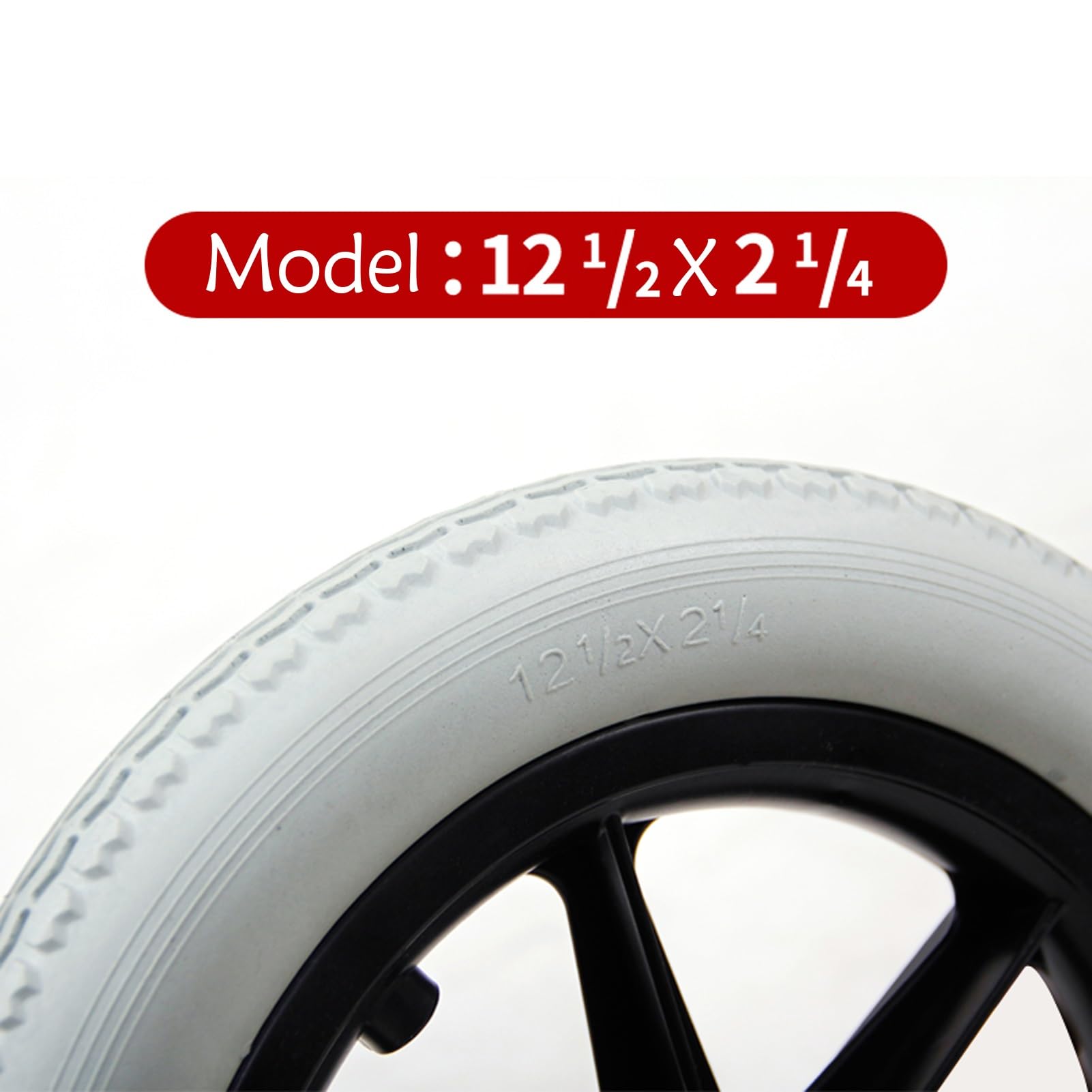 1 par de Ruedas traseras de Repuesto para sillas de Ruedas de 12½ x 2¼ para sillas de Ruedas, andadores, Ruedas sólidas de Poliuretano para Silla de Ruedas con rodamiento de 1/2" (12 mm) (co