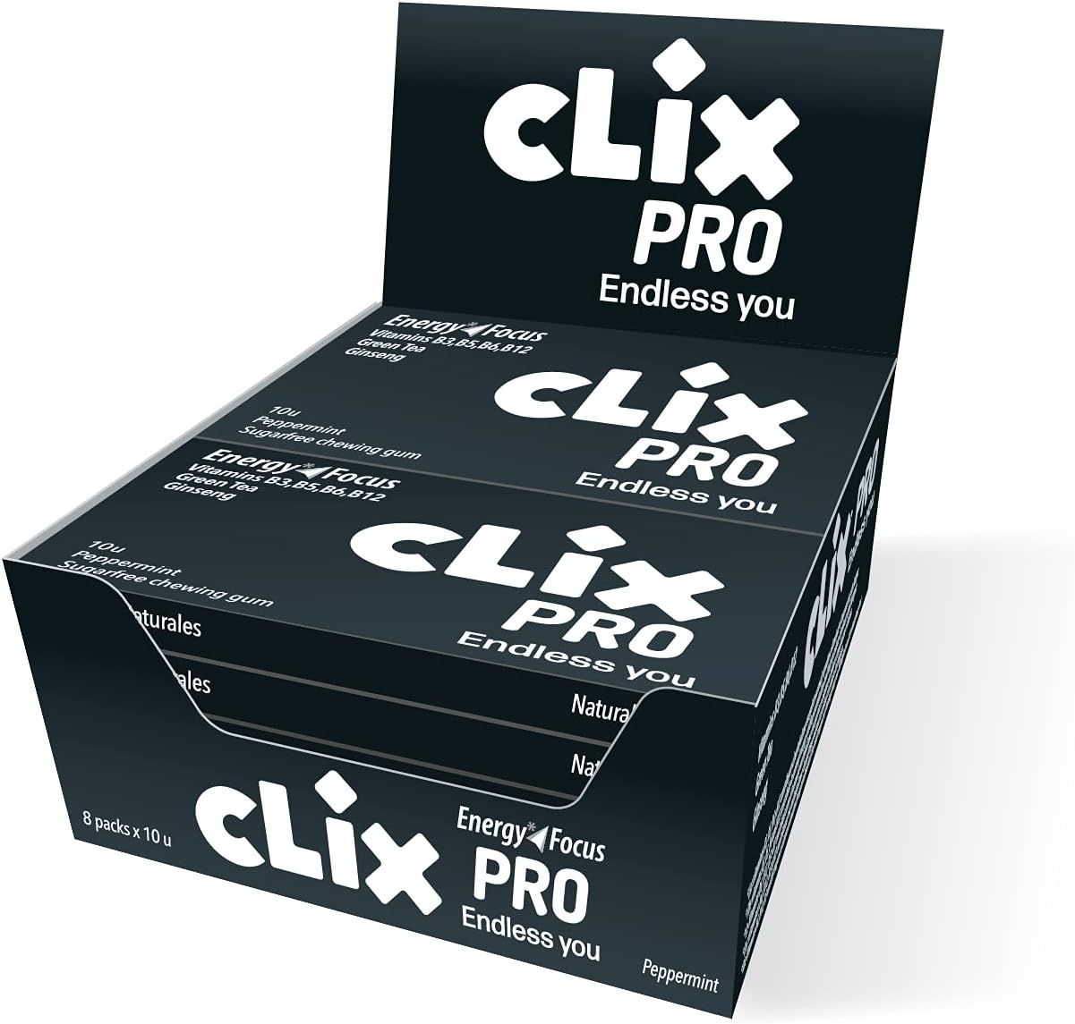 CLIX PRO Energy & Focus gum Chicle grageado sin azúcar sabor menta