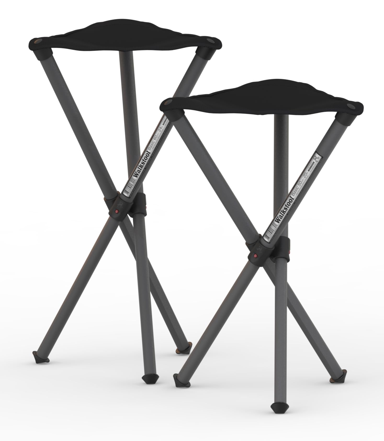 Walkstool - Model Basic – czarny – 3-częściowy składany taboret z aluminium – wysokość siedziska 50 cm – składany taboret składany, obciążenie do 150 kg – wyprodukowano w Szwecji