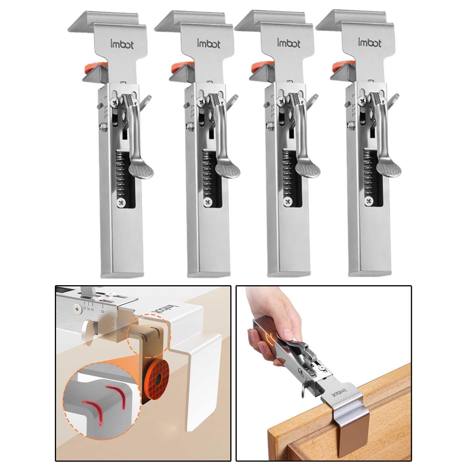 Generic 4 Piezas de Abrazadera de Fijación de Cajón Ajustable, Abrazadera de Instalación Frontal de Cajón, Clip de Fijación de Cajón de Acero Inoxidable para, Sin Pieza de Clip