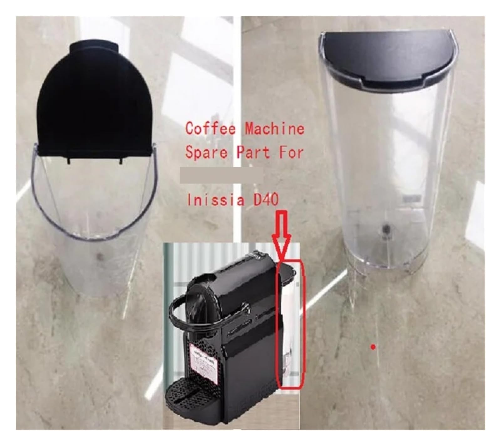 Reemplazo de depósito de agua for Nespresso y Krups Inissia. Compatible con cafeteras espresso Inissia C40 y D40.