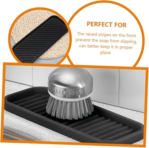 Miniatura 7 de HOMSFOU Estera de silicona 2 uds. Cubiertos de silicona para mostrador de silicona Alfombrilla de secado de platos Bandeja de artículos de tocador