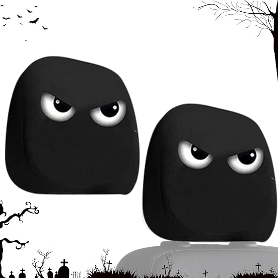 Car Headrest Covers | 2 Cute Seat Headrest Protectors - Elastic Car Protector for Daily Commute, Driving, Travel, Camping, Long Distance Driving, Parking