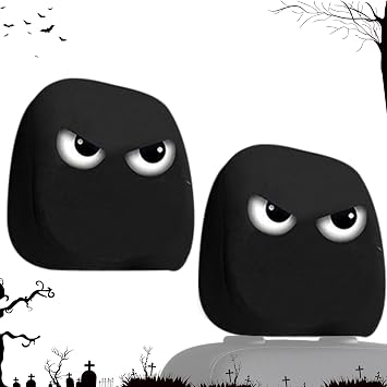 Car Headrest Covers | 2 Cute Seat Headrest Protectors - Elastic Car Protector for Daily Commute, Driving, Travel, Camping, Long Distance Driving, Parking