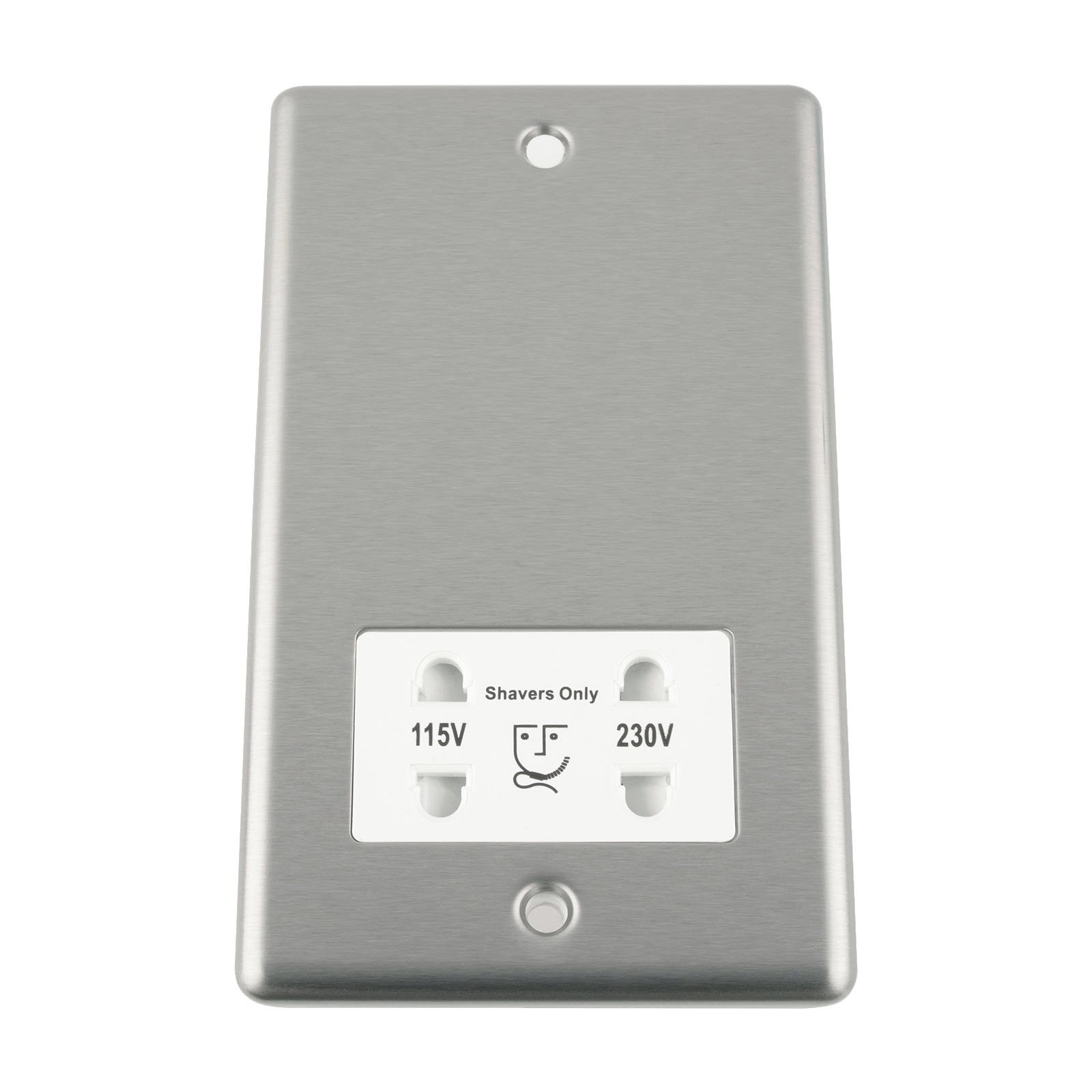 A5 Shaver Socket - Satin Classic - White Insert - Dual Voltage 115V/230V