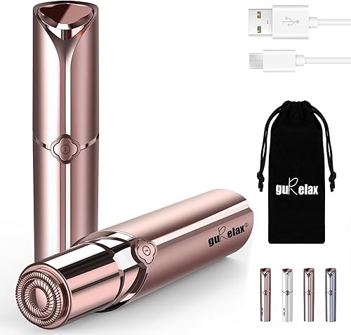 Miniatura 12 de Gurelax Depiladora de depilación para mujeres, depiladora facial recargable, depiladora y afeitadora eléctrica 2 en 1, cabeza chapada en oro de 18