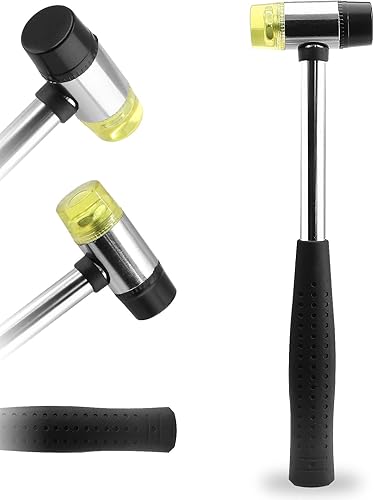 Martillo de mazo de goma suave de doble cabeza de 0.984 in, martillo de goma de nailon, mazo de metal con cabezal de conversión de 2 piezas para