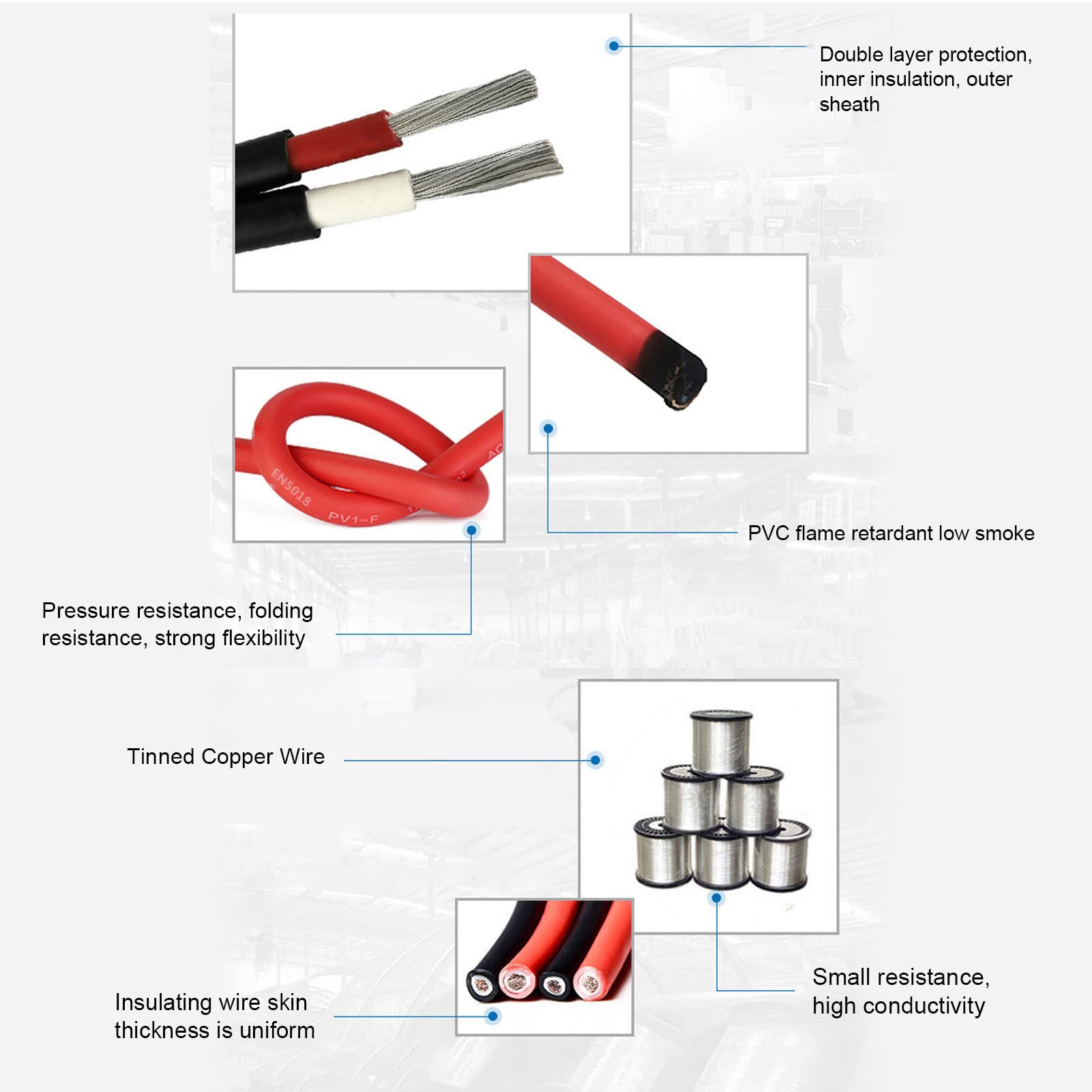 FLEXMAN Solarpanel Draht, 6 Mm², Doppelschichtige Isolierung, Verzinnter XLPE Kupfer PV Draht, Verlängerungskabel für Solarpanel Komponenten und Wechselrichter Oder Batterien (Rot 20 m/65,6 Fuß)