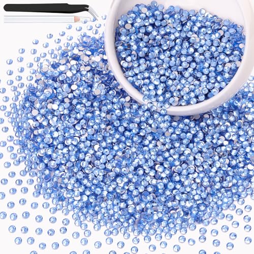 Image of 5000PCS SS10 /2.8mm Glass Rhinestones for Bedazzling (Light Sapphire) | Flatback Crystal Rhinestones for Crafting DIY Nail Art Makeup Decoration, Gems Diomand Charms for Tumbler Shoes Clothing Mug