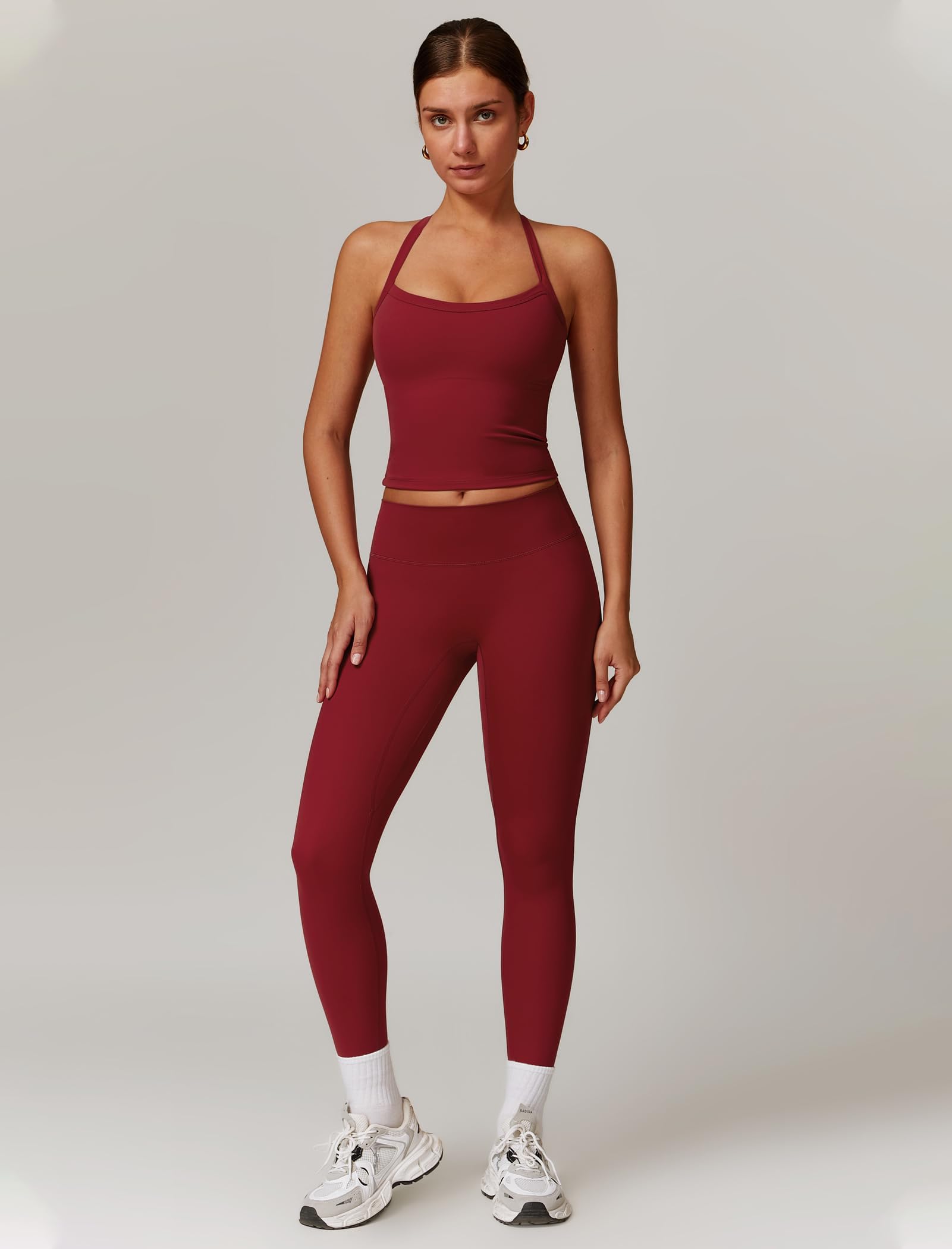 QBGJTD Conjunto de entrenamiento para mujer, dos piezas, espalda cruzada, camiseta sin mangas a juego, leggings de cintura alta, conjuntos de ropa de gimnasio para entrenar