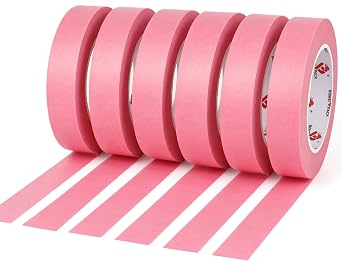 BOMEI PACK Pink Painters Tape 0.94-Inches x 55 Yards, Painters Masking Tape Bulk - Residue-Free and Artisan Grade Wall Trim Tape, 6 Pack