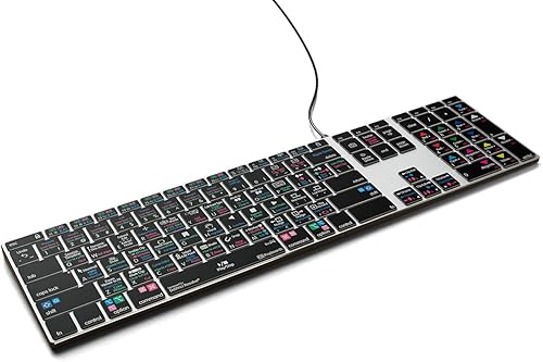 KB Covers Davinci Resolve Teclado retroiluminado de aluminio profesional - macOS - EE. UU. - Atajos codificados por colores, marco de aluminio