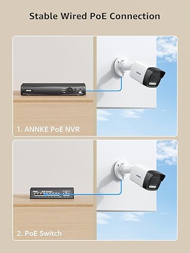 Miniatura 7 de ANNKE Cámara de seguridad 4K 8MP PoE, cámara IP de vigilancia AI para exteriores con micrófonoaudio, detección de humanosvehículos, luz dual