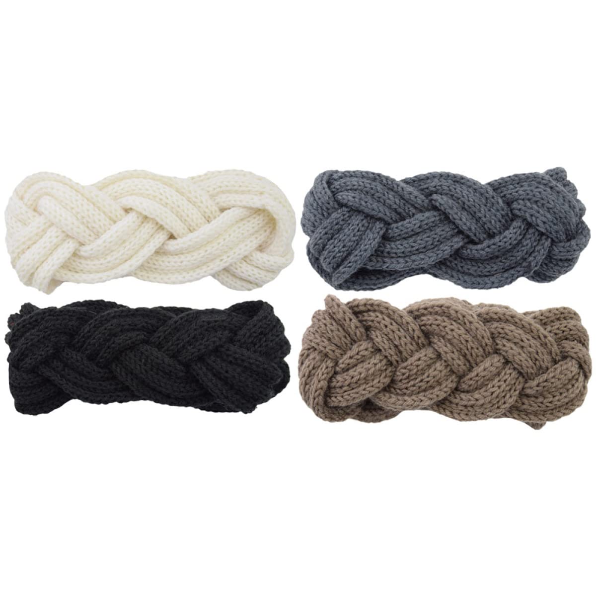 minkissy 8pièces Bandeaux Tricotés Pour Femmes Lot De Des Oreilles Avec Design Tressé Élastiques Et Doux Pour Activités Extérieures Ski Course