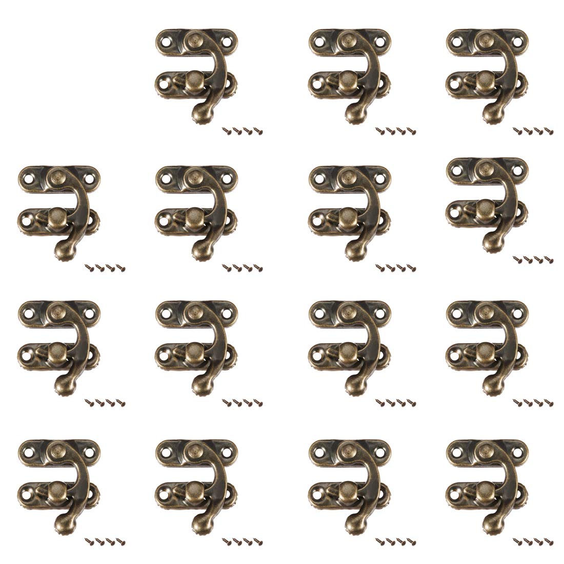 Be-Tool Bornze Cabinet Latches, 15Pcs Jewelry Box Hasp Catch, Antique Wood Box Or Gift Boxes Hasp Catch Decor With Screws（-29 * 33Mm）