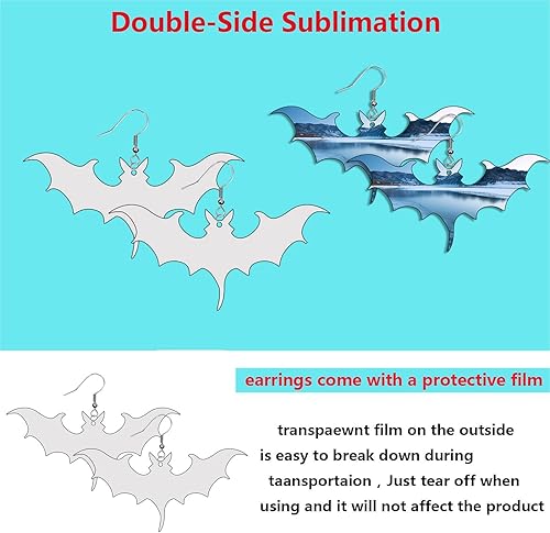 Miniatura 3 de pendientes de sublimación en blanco MDF Accesorios de decoración de Halloween de doble cara transferencia de calor pendientes sublimación joyería