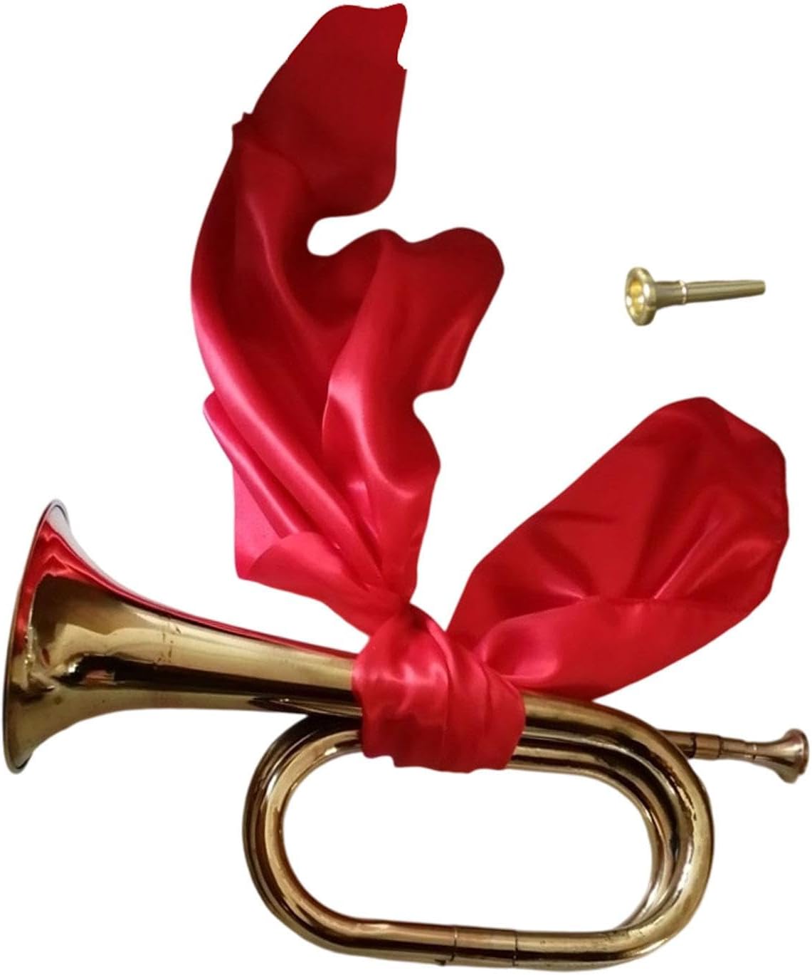 Cavalry Trumpet Bugle Brass Instrument Lightweight 12.99inch Gold-Plated for Orchestra School Band Beginner