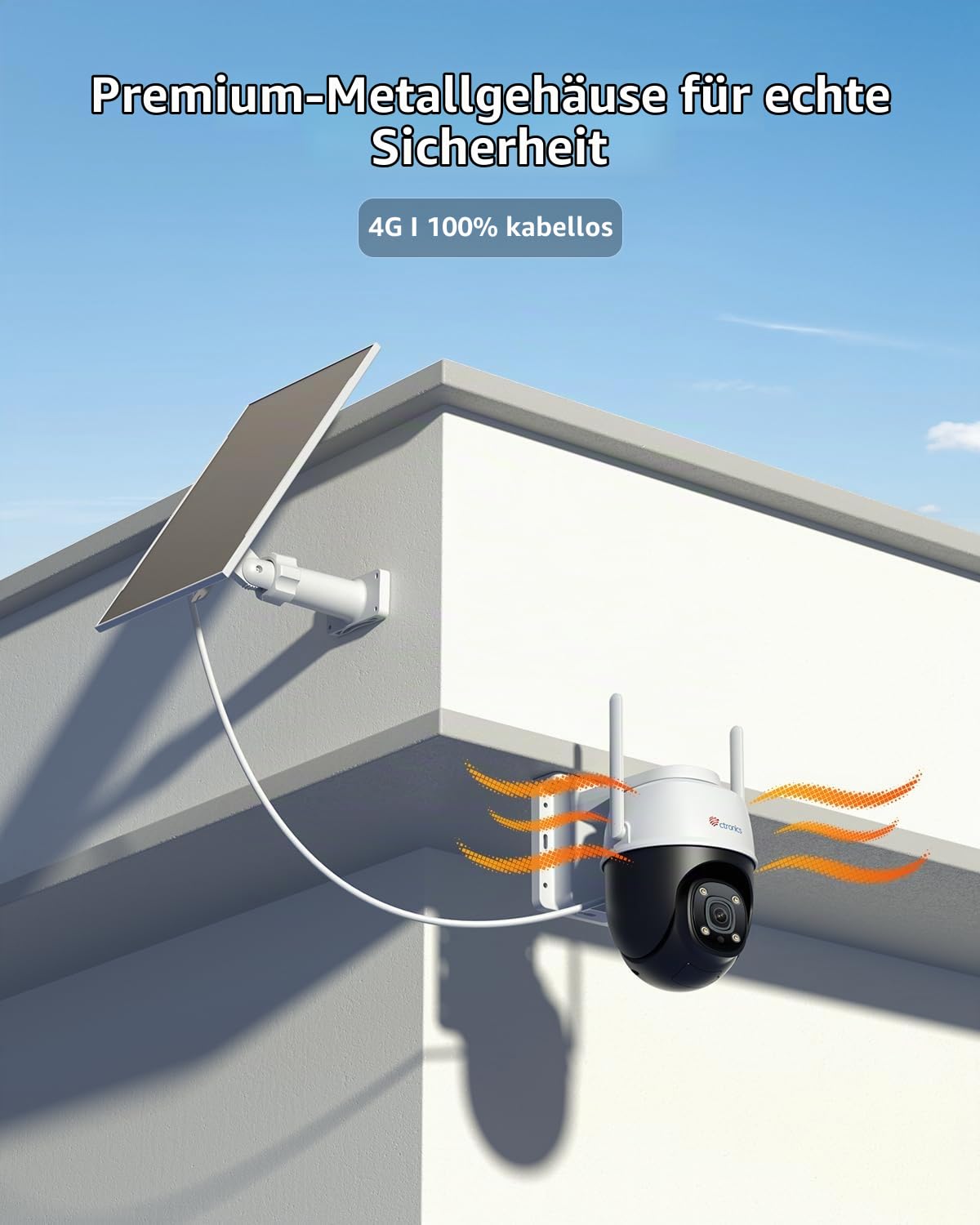 Ctronics AOV 24/7 4G Überwachungskamera Aussen Solar, Auto Tracking