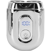 TARSHYRY Mini Electric Beard Trimmer, Zinc Alloy Body USB C Fast Charging IPX7 with LED Screen and Magnetic Cover, for Men Travel and Daily Grooming Silver